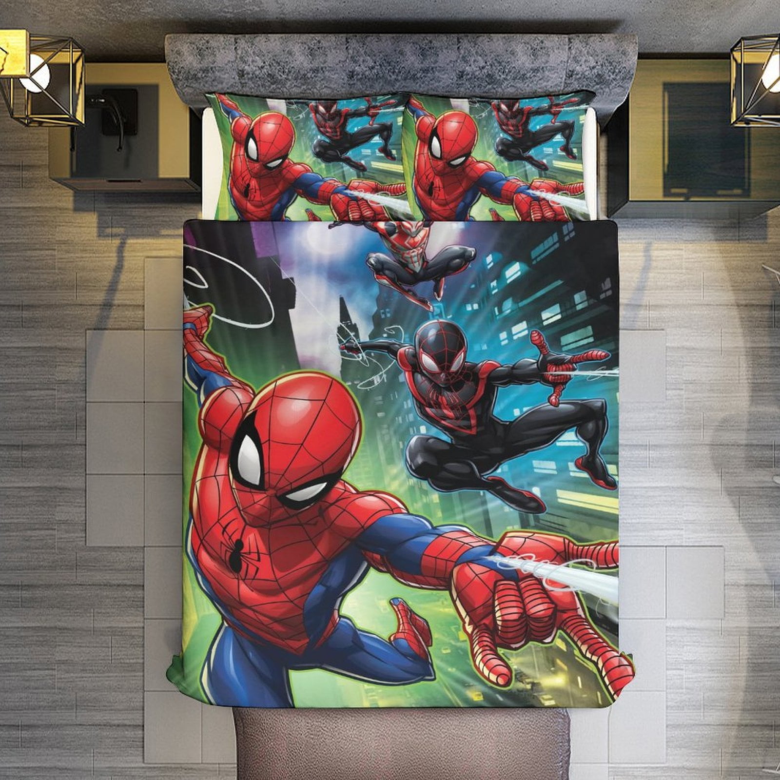 Miles Morales and SpiderMan 3 Piece Sets Full/Queen Size Reversible