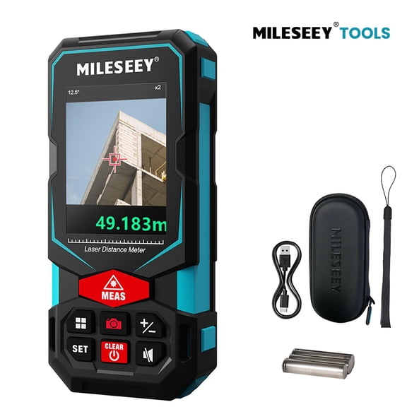 Mileseey Outdoor 330 ft Laser Distance Measuring Tool with Camera Viewfinder, P2P Technology, Tilt Sensor, App Connectivity