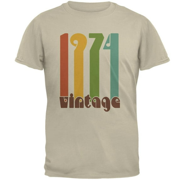 Milestone Birthday 1974 70's Color Bar Mens T Shirt Sand X-LG