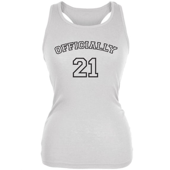 Milestone Birthday Athletic Officially 21 Twenty One Juniors Soft Tank Top White SM