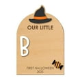 thumbnail image 1 of Milestone Card Decorative Board Footprint Plaque Wooden Halloween Design for Nursery Pregnancy Announcement, 1 of 9