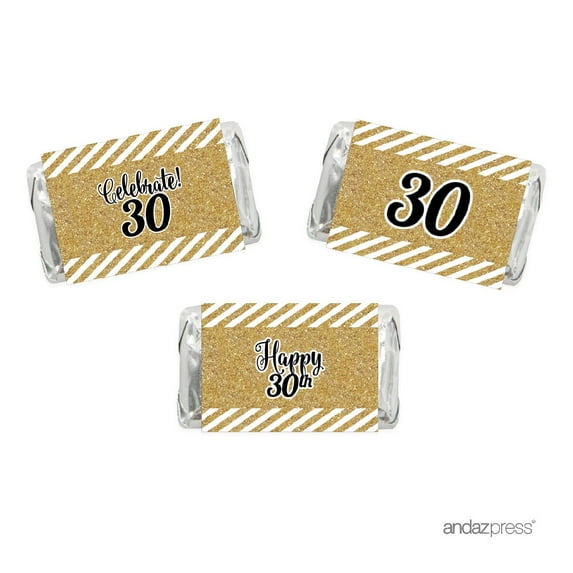 Milestone Hershey's Miniatures Labels Stickers, Celebrate 30, 30th Birthday or Anniversary, 36-Pack, , Not Real Glitter