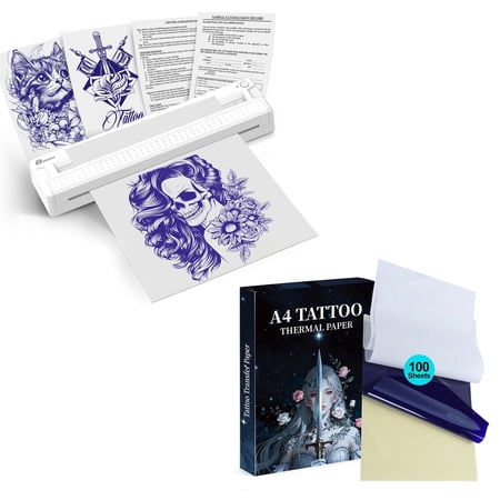Milestone Wireless Tattoo Printer Machine Kit, 2-in-1 Professional Portable Thermal Tattoo Stencil & Document Printer with 105pcs Transfer Paper