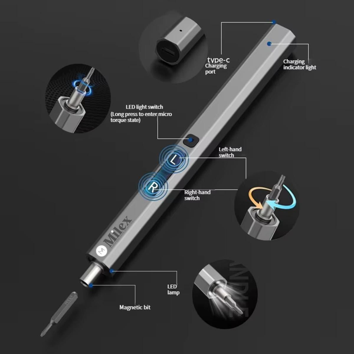 Milex 66-piece Invisible Tool Box Electric Screwdriver Set
