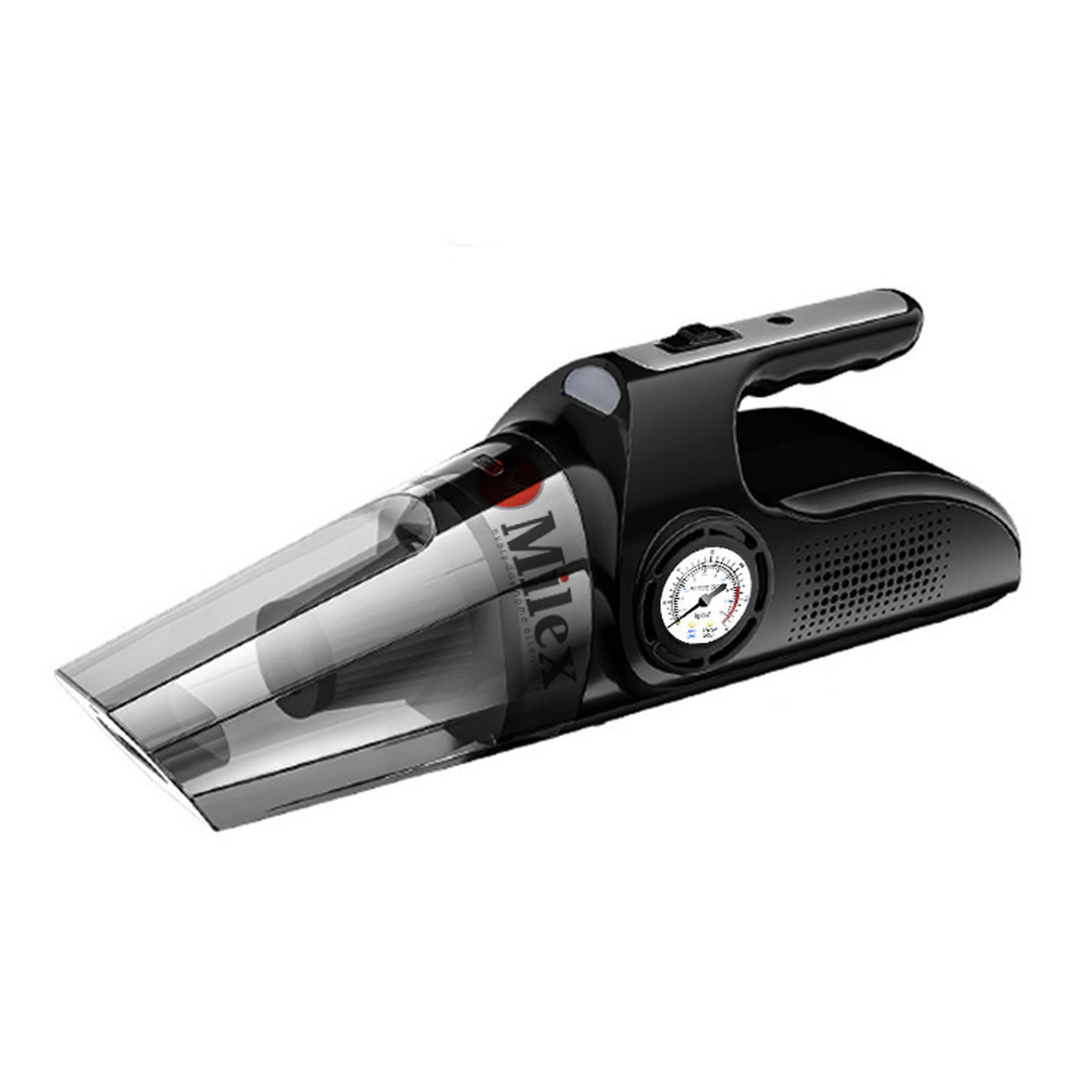 Milex Air O Vac 5-in-1 Wet & Dry Car Vacuum, Tire Inflator, LED Emergency Light, LCD Display, Portable Multi-Function Auto Tool