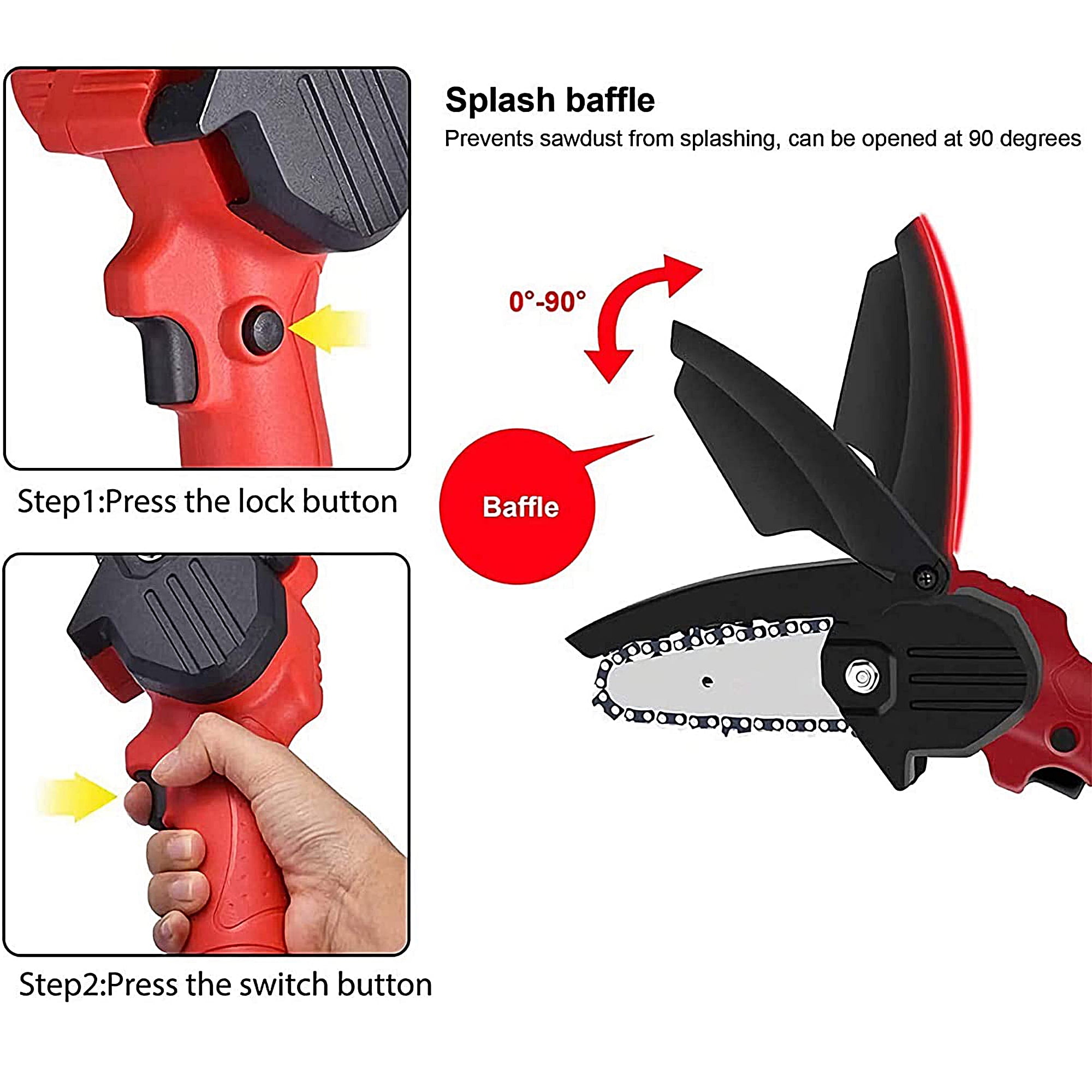 Milex Mini 24V Lithium Battery Chain Saw - Ideal for Tree Pruning and Woodcutting
