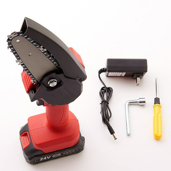 Milex Mini Chain Saw - Red, 24V Battery with High-Performance Cutting