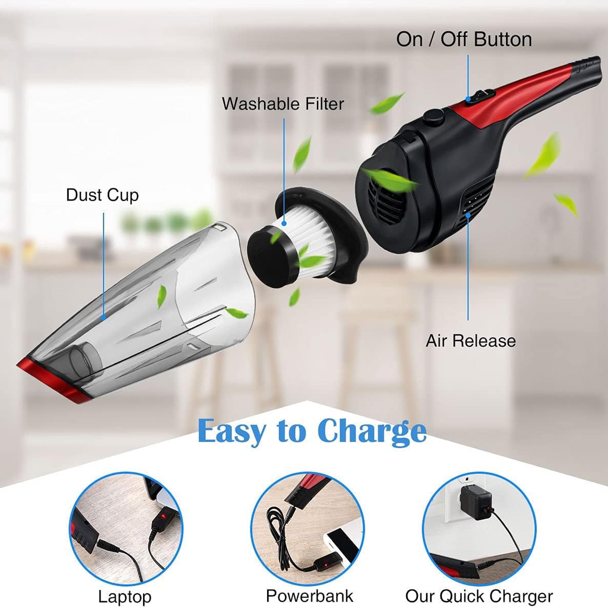 Milex Wet & Dry Handheld Vacuum – Portable Cordless Vacuum Cleaner for Cars, Spills & Small Messes