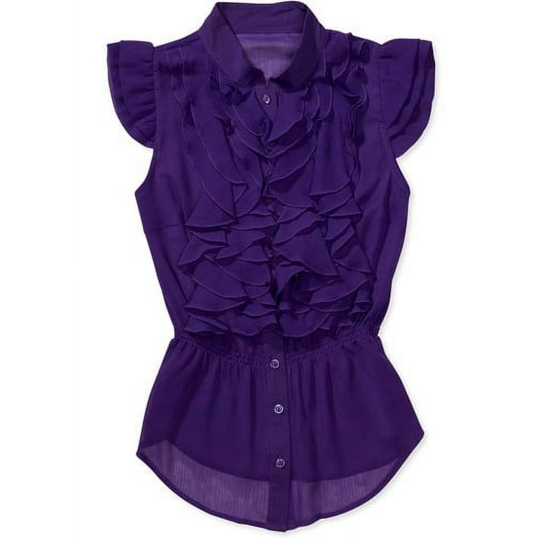 Miley Cyrus & Max Azria - Juniors Chiffon Ruffle Blouse