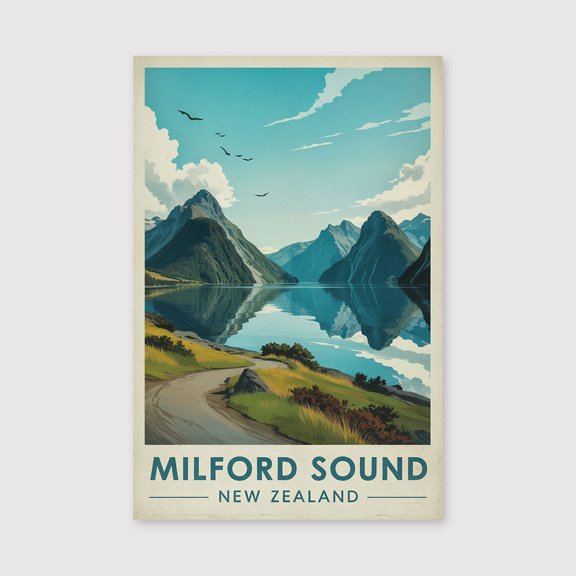 Milford Sound Travel Print Canvas Wall Art, Milford Sound Wall Hanging Home decor Milford Sound Canvas Art, New Zealand Art Canvas Print Canvas-1WN4329