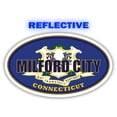 thumbnail image 1 of Milford city City Connecticut State Flag | CT Flag New Haven County Oval State Colors Reflective Sticker Car Decal 3x5 inches, 1 of 3
