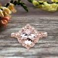 thumbnail image 1 of Milgrain Cushion Cut Morganite Engagement Ring 1.25 Carat Glaring Wedding Ring 10k Rose Gold Floral Art Deco, 1 of 6