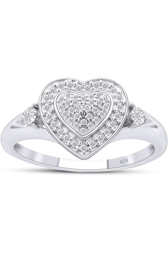 Milgrain Double Heart Engagement Promise Ring 1.5 Ct Diamond 14K White Gold Over