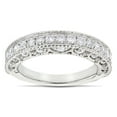 thumbnail image 1 of Milgrain & Filigree Designer 14K Unique Natural Diamond Wedding Band (White Gold Size 8), 1 of 3