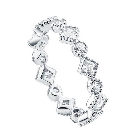 Milgrain Latest Full Eternity Wedding Ring Designs for Girls 1.7 Ct Diamond 14K White Gold Over