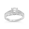 thumbnail image 1 of Milgrain Round Center Cubic Zirconia Ring Sterling Silver 925, 1 of 3