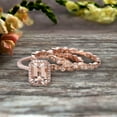 thumbnail image 1 of Milgrain Trio Set Emerald Cut Morganite Wedding Set Engagement Ring Anniversary Ring 14K Rose Gold Art Deco Shining Startling Ring, 1 of 5