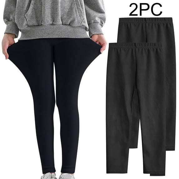 Mevxay 2 Pack Girls Leggings Skinny High Waits Leggings for Girls Toddler Stretchy Yoga Tights Pants Multipack for 3-12 Years