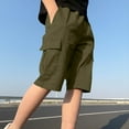 thumbnail image 1 of Mevxay Boy's Cargo Shorts Casual Elastic Waist Slim Fit Hiking Cotton Athletic Shorts Solid Color Summer Outdoor Active Short for 4-15 Years Army Green, 1 of 8