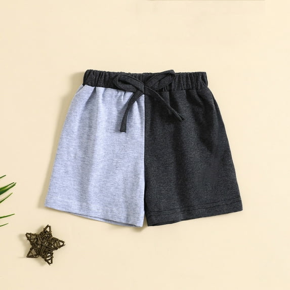 Mevxay Drawtstring Athletic Shorts for Boys & Girls Color Block Elstic Waist Activewear Cotton Summer Shorts Black