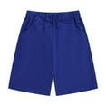 thumbnail image 1 of Mevxay Girl's Elatic Waist Athletic Shorts Solid Color Casual Boys Activewear Hot Pants with Pocket for 3-13 Years Blue, 1 of 2