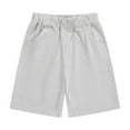 thumbnail image 1 of Mevxay Girl's Elatic Waist Athletic Shorts Solid Color Casual Boys Activewear Hot Pants with Pocket for 3-13 Years Gray, 1 of 3