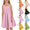thumbnail image 1 of Mevxay Girls Cami Dress Sleeveless Square Neck A-Line Ruffle Swing Summer Midi Dresses for 6-15 Years Orange, 1 of 7