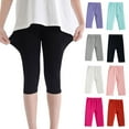 thumbnail image 1 of Qodauz Girls Capri Leggings Slim High Waist Yoga Legging Solid Color Lightyweight Pants Hot Pink 10 Years, 1 of 7