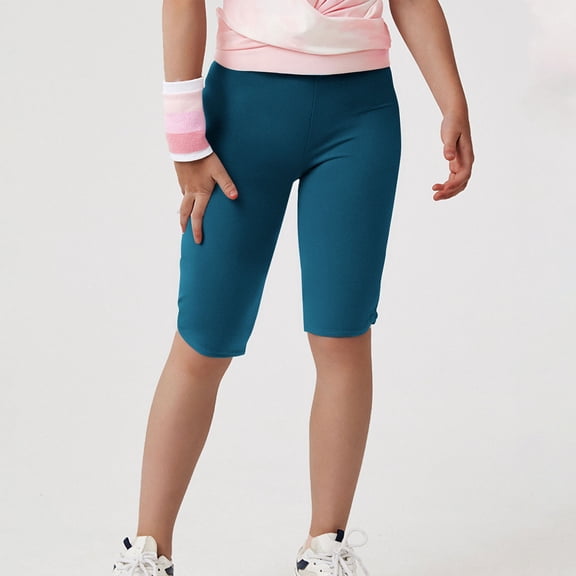 Mevxay Girls Hollow Out Leggings Stretchy High Waisted Yoga Pants Solid Color Cute Cropped Summer Knee Lenght Tight Pants 3-13 Years