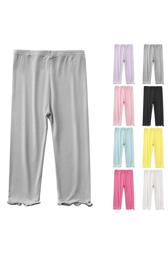 Girls Leggings Mosquito Repellent Bottom Pants Solid Color Tight Pants for 2- 9 Years White 4-5 Years