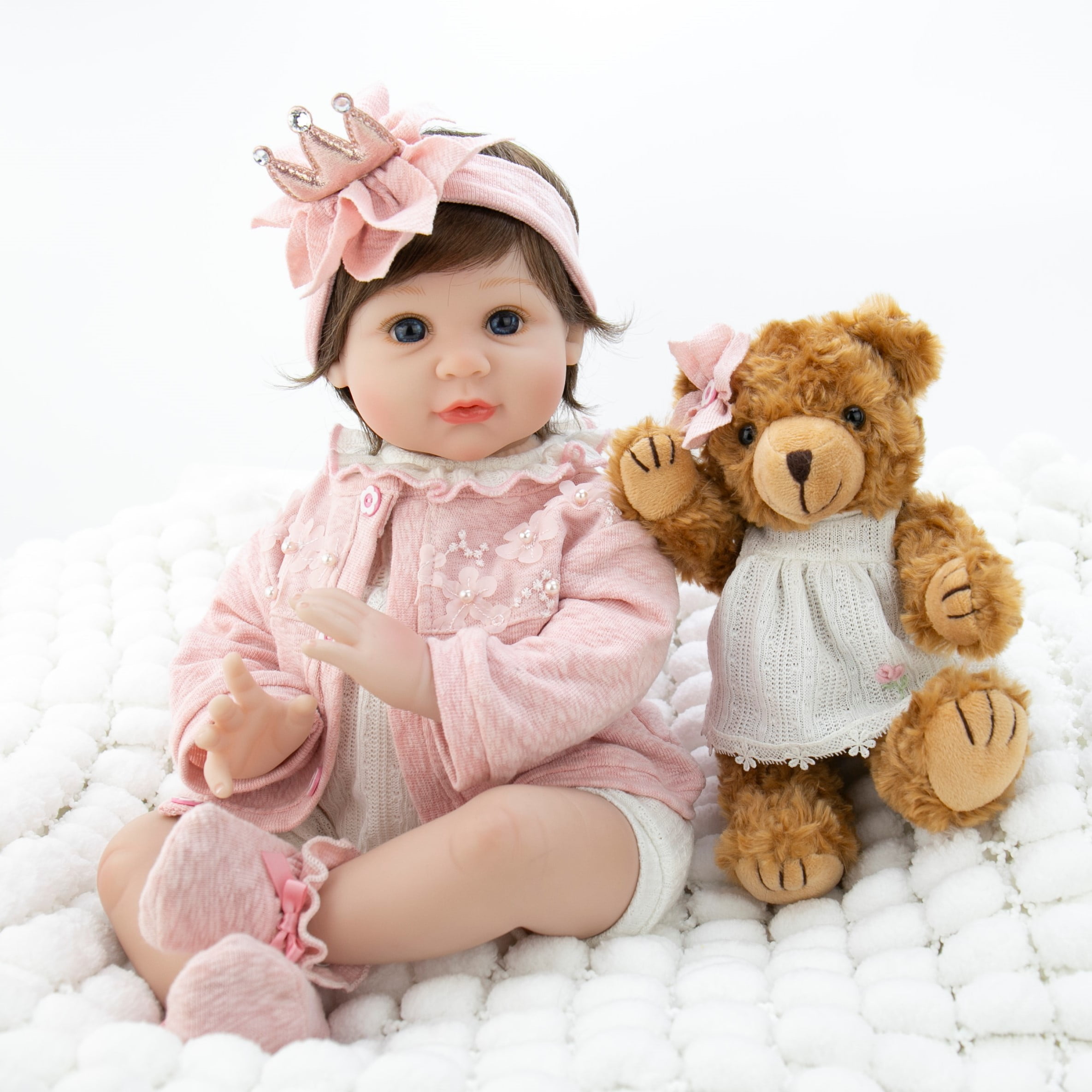 Lifelike Reborn Baby Dolls with Soft Body African American Realistic Girl  Doll 22 Inch Best Birthday Gift Set 