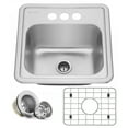 thumbnail image 1 of Miligoré 15" x 15" Single Bowl Top-Mount Drop-In 22-Gauge Stainless Steel Bar/Prep/Utility Sink - Includes Drain/Grid, 1 of 7