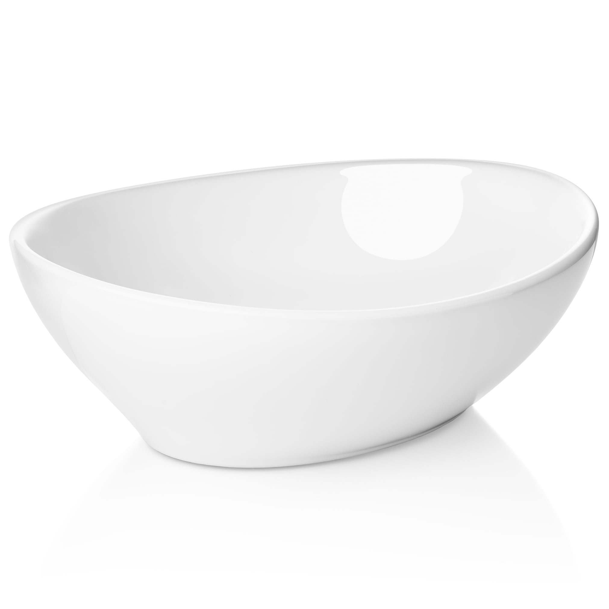 Miligor 16" x 13" Oval White Ceramic Vessel Sink - Modern Egg Shape Above Counter Bathroom Vanity Bowl