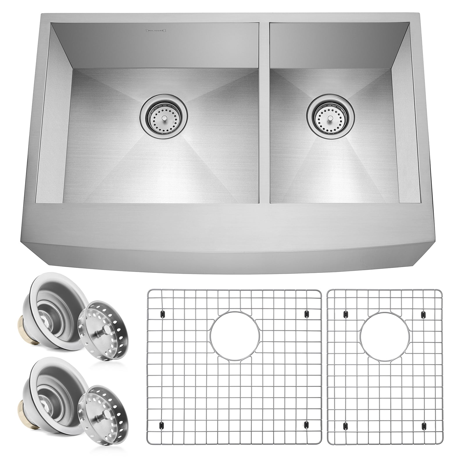 Miligor 33 X 21 X 10 Deep Double Bowl 60 40 Split Farmhouse Apron miligor-33-x-21-x-10-deep-double-bowl-60-40-split-farmhouse-apron