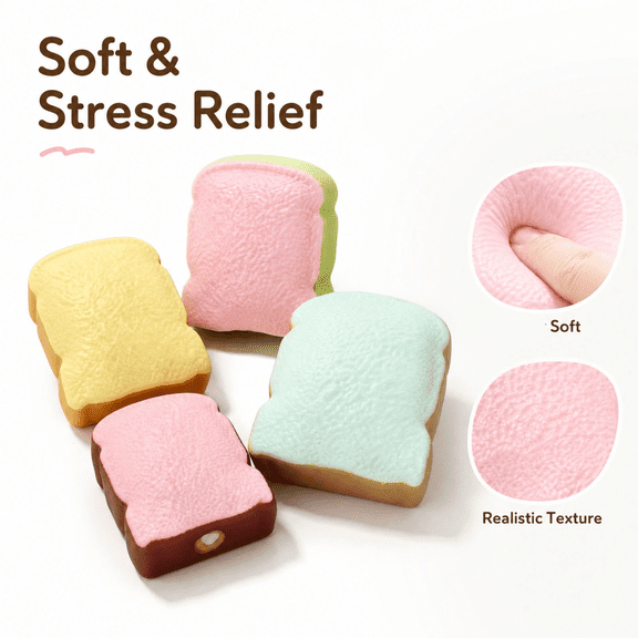 Milikeke Realistic Bread Squishy Toy — Handheld Squeeze Stress Relief Fidget Slow Rising Soft Foam Sensory Toy for Desk Display and Party Favors