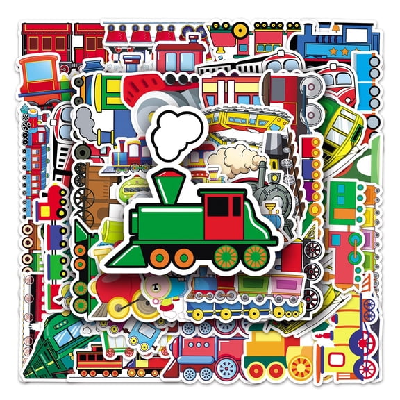 Milikeke Train Stickers 50Pcs, Cartoon Locomotive Decals for Suitcase Laptop Computer Water Bottle