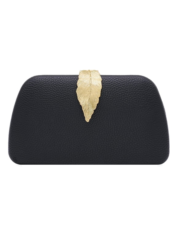 Clutch Purse Metallic Small Evening Bags For Wedding And Party(Black)