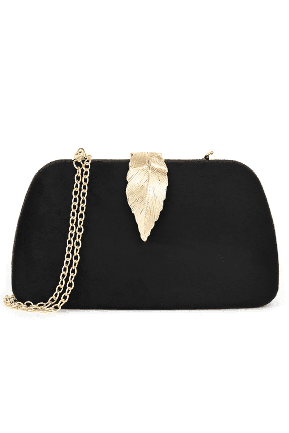 Clutch Purse Metallic Small Evening Bags For Wedding And Party(Black)