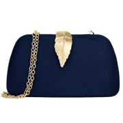 Milisente Clutch Purse Metallic Small Evening Bags For Wedding And Party(Navy Blue)