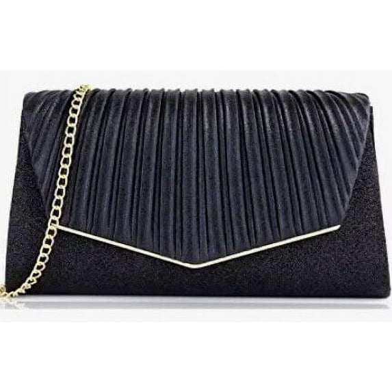 Milisente Clutch Purses For Women Bridal Evening Clutch Handbags Bags With Metallic(black)