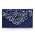 thumbnail image 1 of Milisente Clutch Purses For Women, Rhinestone Wedding Evening Clutch Envelope Crossbody Shoulder Satin Purse(Navy Blue), 1 of 6