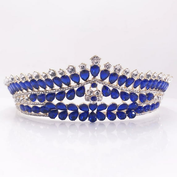 Milisente Crytal Crowns For Women Wedding Rhinestone Tiaras And Crowns For Party(Blue)