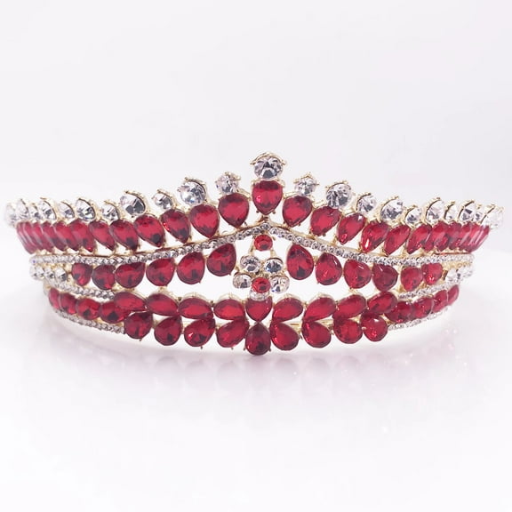 Milisente Crytal Crowns For Women Wedding Rhinestone Tiaras And Crowns For Party(Red)