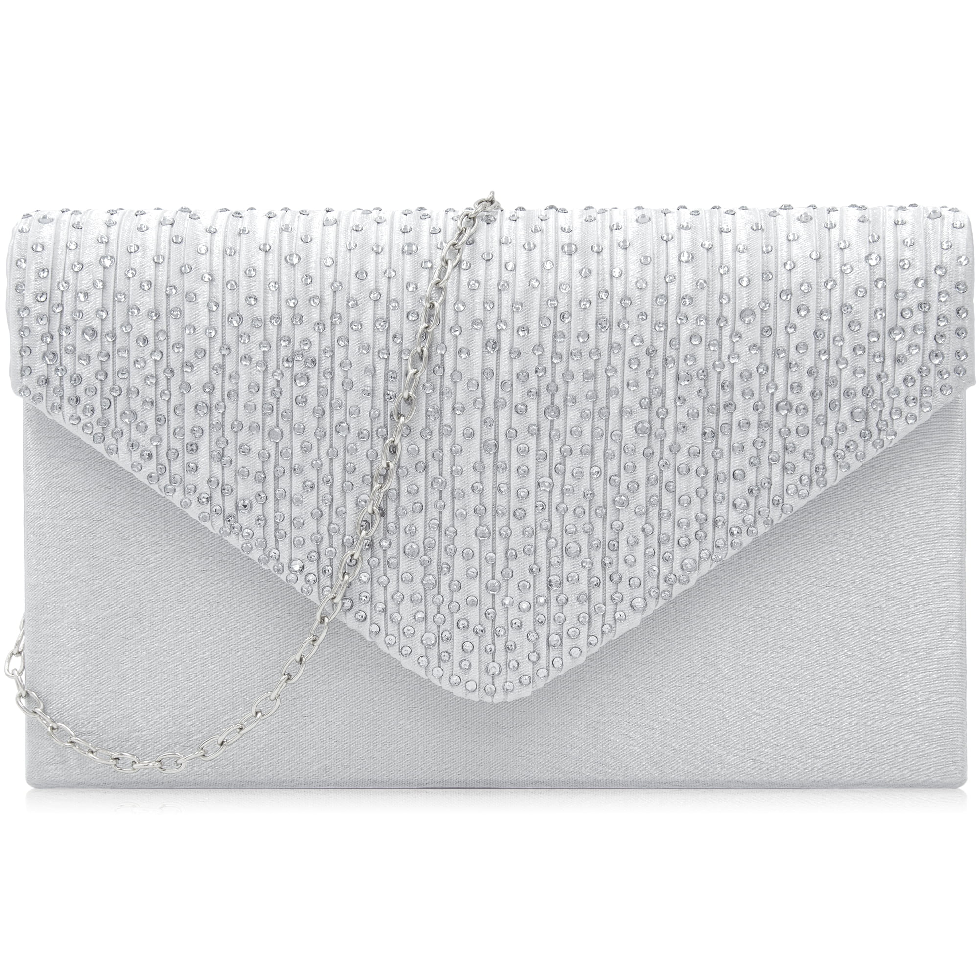 LIFEWISH Glitter Rhinestone Evening Clutch Bag - Envelope Style Purse With Removable Chain For Weddings & Parties