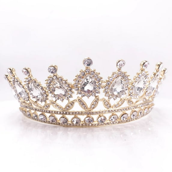 Milisente Queen Crowns For Women Large Crystal Bridal Wedding Tiaras With Sparkling Rhinestones(Gold)