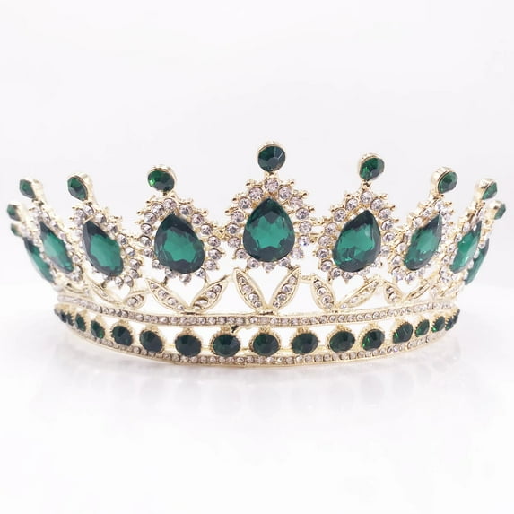 Milisente Queen Crowns For Women Large Crystal Bridal Wedding Tiaras With Sparkling Rhinestones(Green)