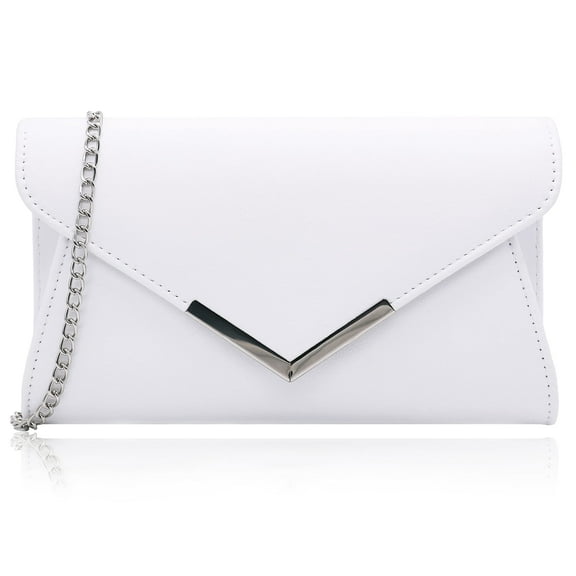 Milisente Women Clutches Bridal Evening Bag Velvet Clutch Purses With Shoulder Chain(White)