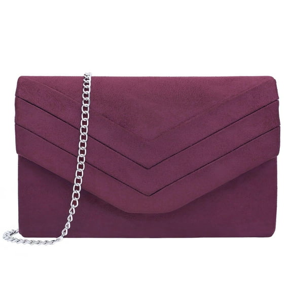 Milisente Women Clutches Suede Evening Bag Party Wedding Clutch Purses(Burgundy)