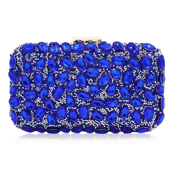 Milisente Women Diamond Clutch Purse Shinning Gemstone Crystal Evening Purses For Wedding and Party (Blue)