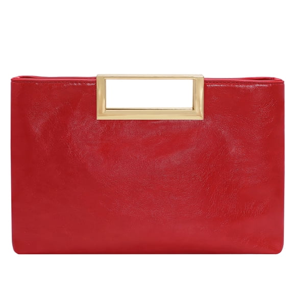Milisente Women Top Handle Clutch Purse PU Leather Envelope Evening Bags For Formal Party Work（Red)